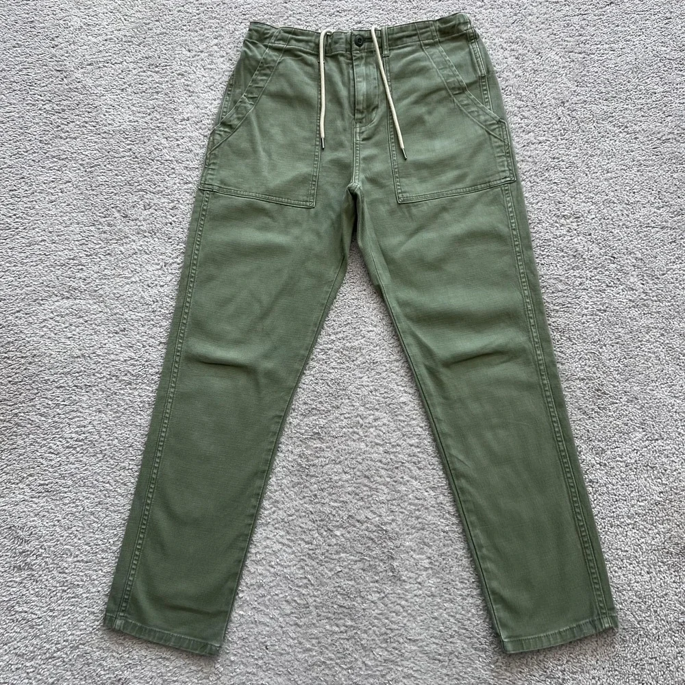 Flint And Tinder Chino Pants Mens 30x28 Green Elastic Waist Drawstring Tapered